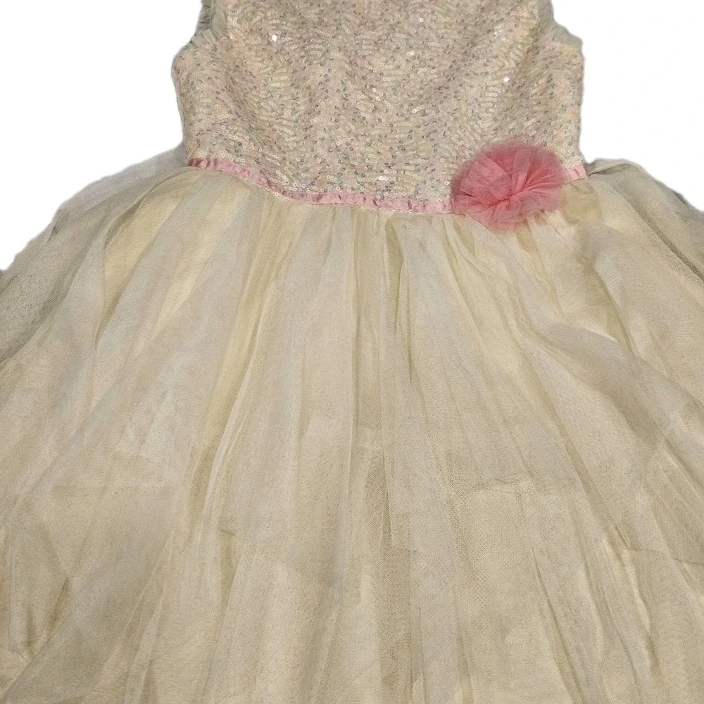 Jona Michelle Yellow Pastel Rainbow Sequins Easter Spring Tulle‎ Dress Size 7